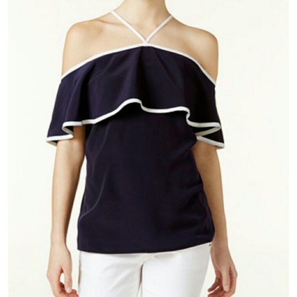 Calvin klein ruffle off the shoulder top - Picture 1 of 4